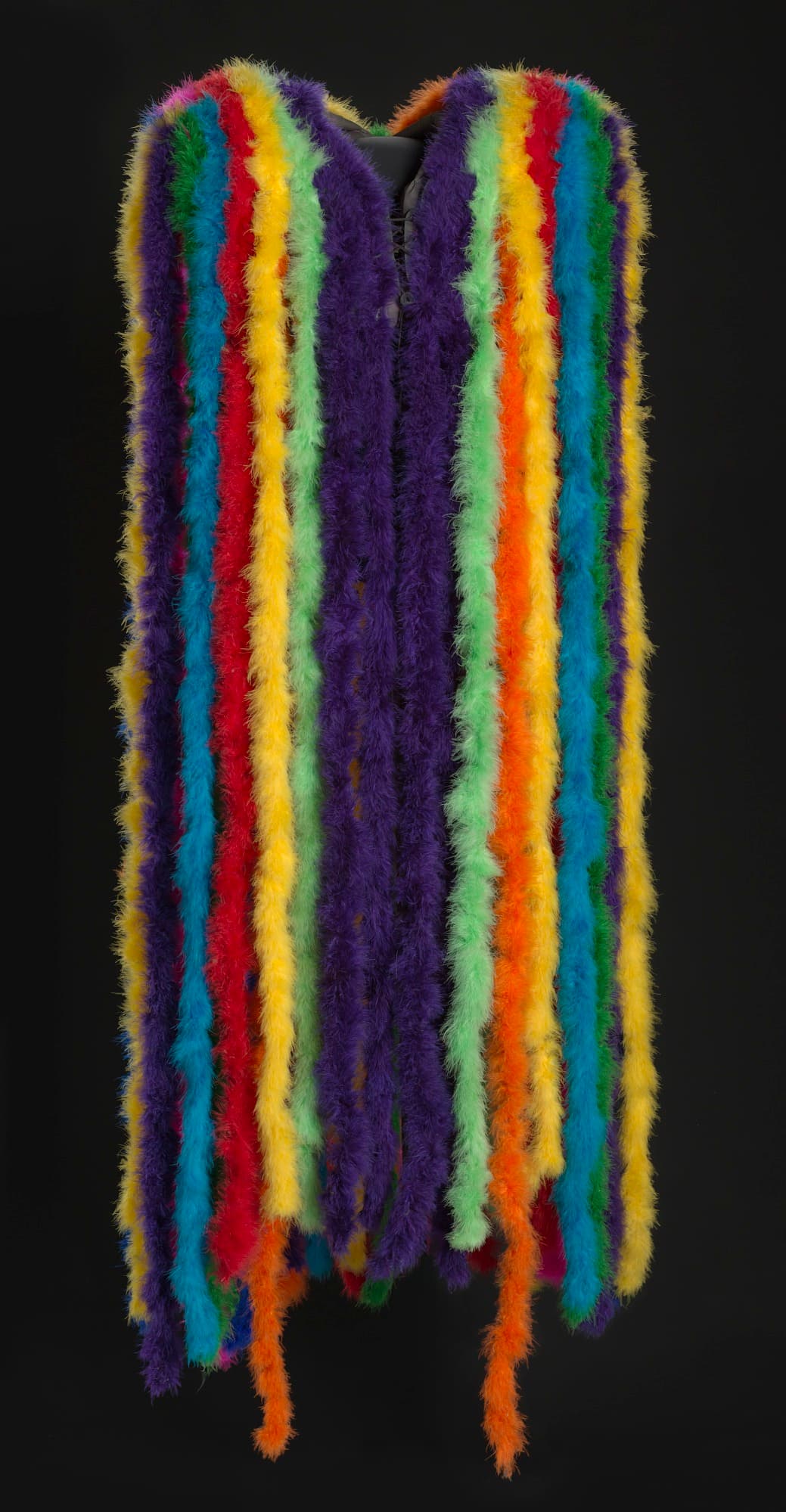 brightly colored feather boa